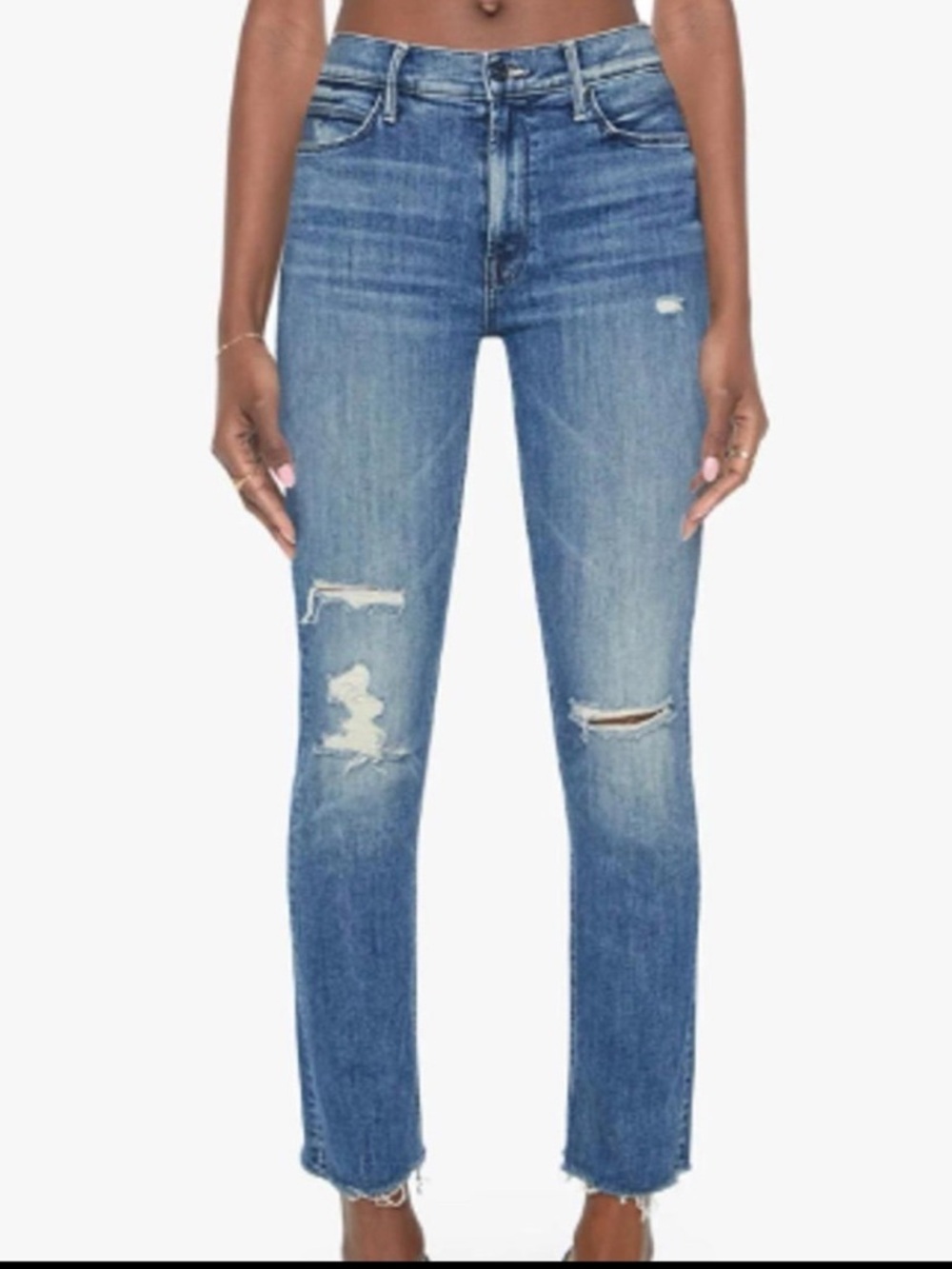 Mother Jeans The Midrise Dazzler Ankle Fray in Weekend Warrior Wash